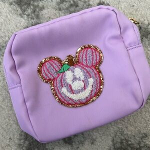 Purple mickey head mini Pouch with sewn patch